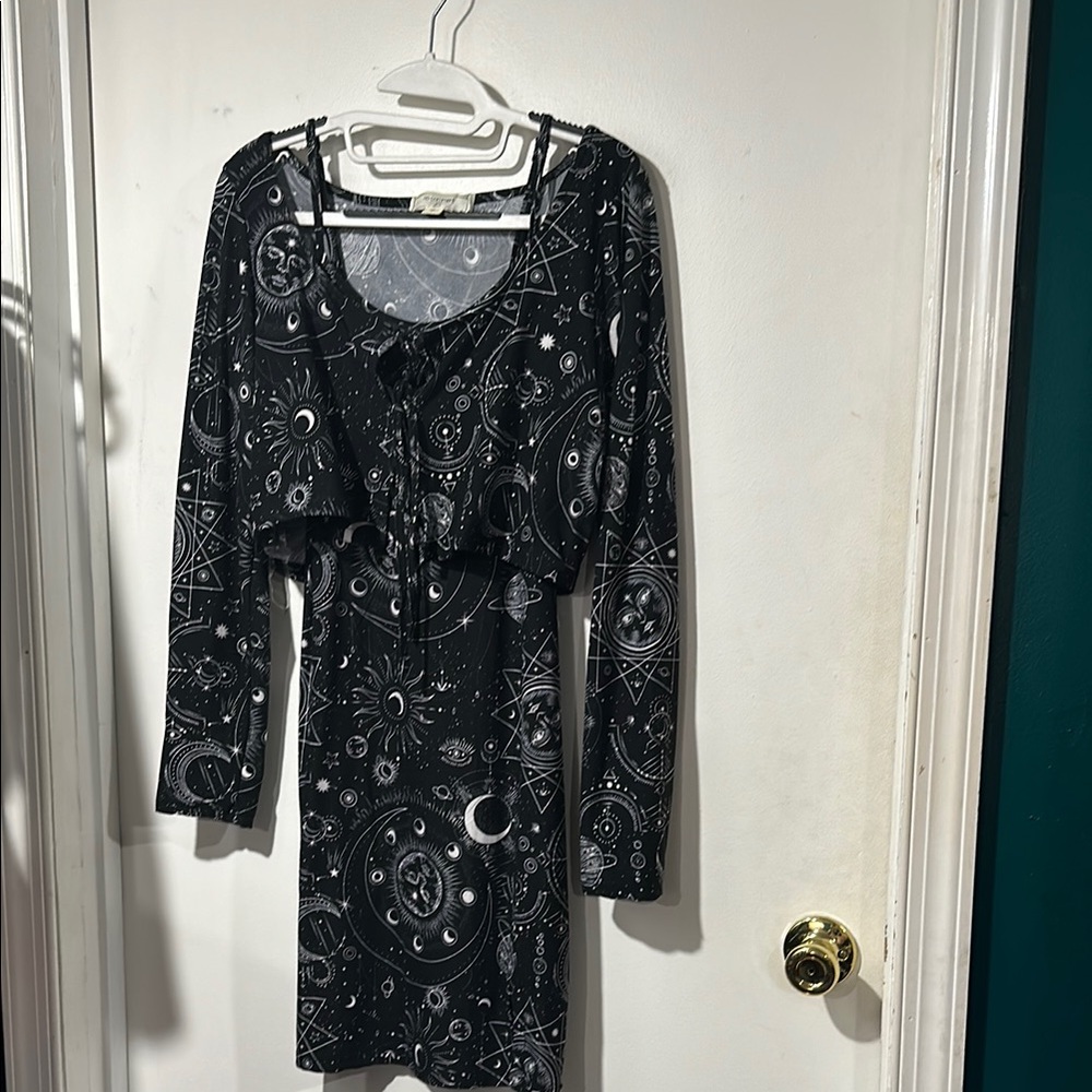 Black Celestial Print Dress